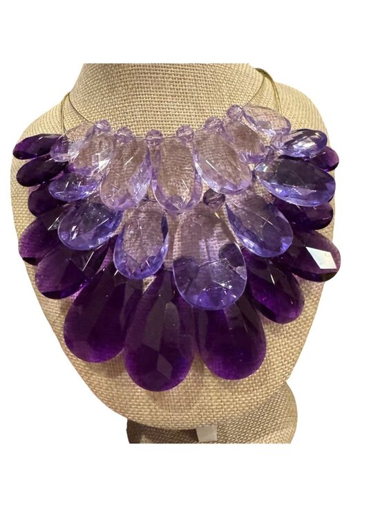 Joan Rivers Jewelry - Joan Rivers Ombré Faceted Teardrop Bib Necklace Purple & Lavender Statement Jewe